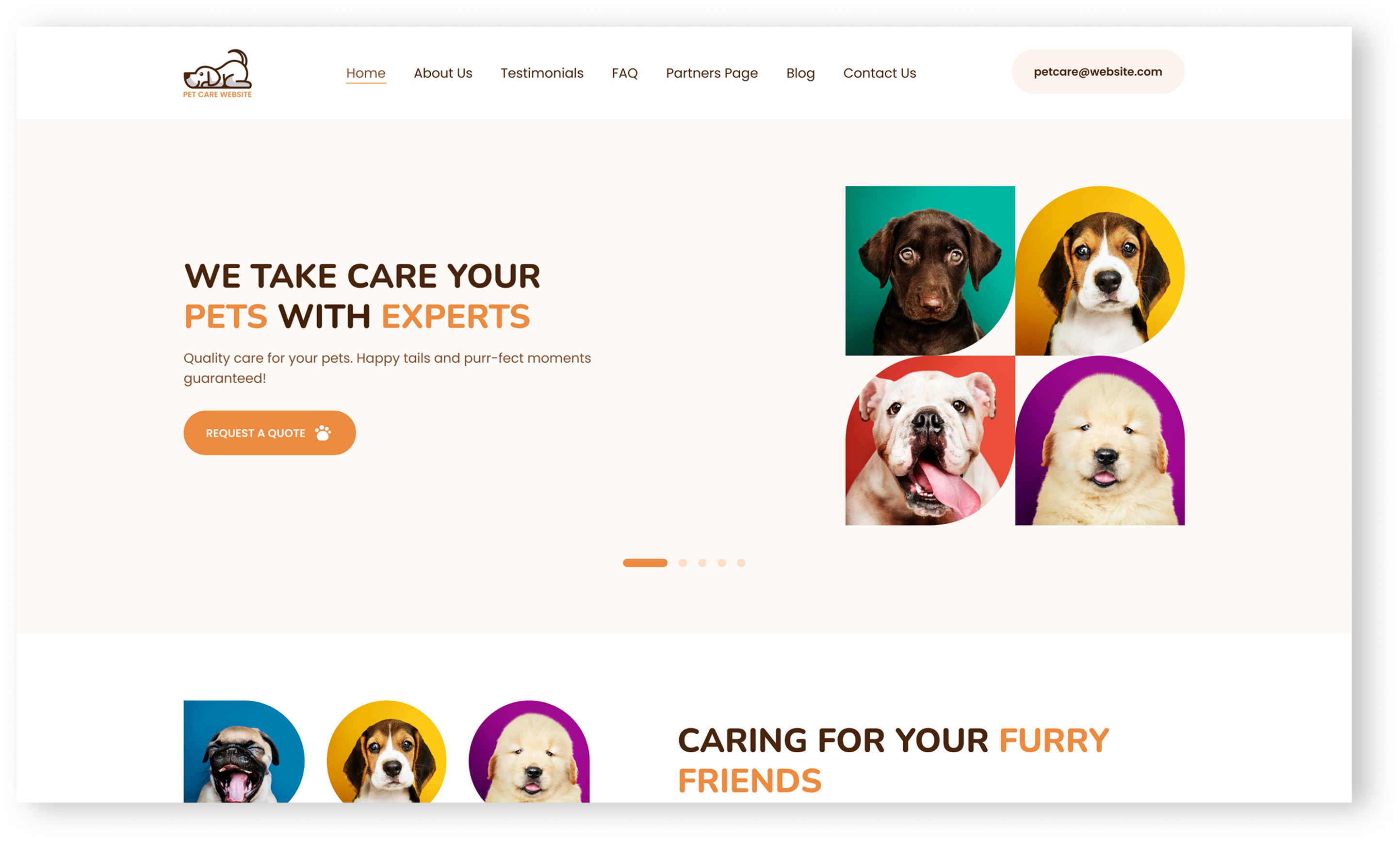 Pet Care website overview